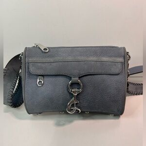 Rebecca Minkoff Mini Mac Dusty Blue Nubuck crossbody bag urban edge minimalist